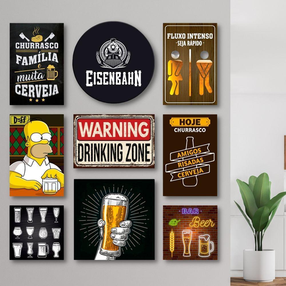 Kit Placas Decorativas Bebidas Mdf - 9 Placas - 1