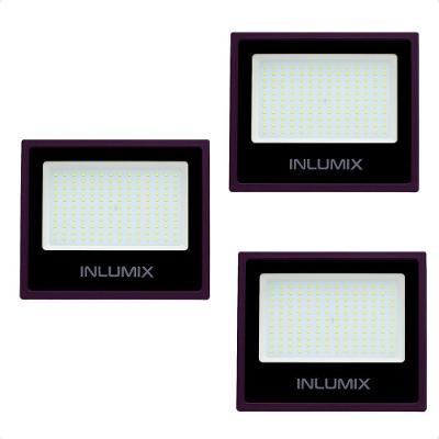 Kit 3 Refletor Holofote De Led 50w Branco Frio 6500k Preto 110/220v