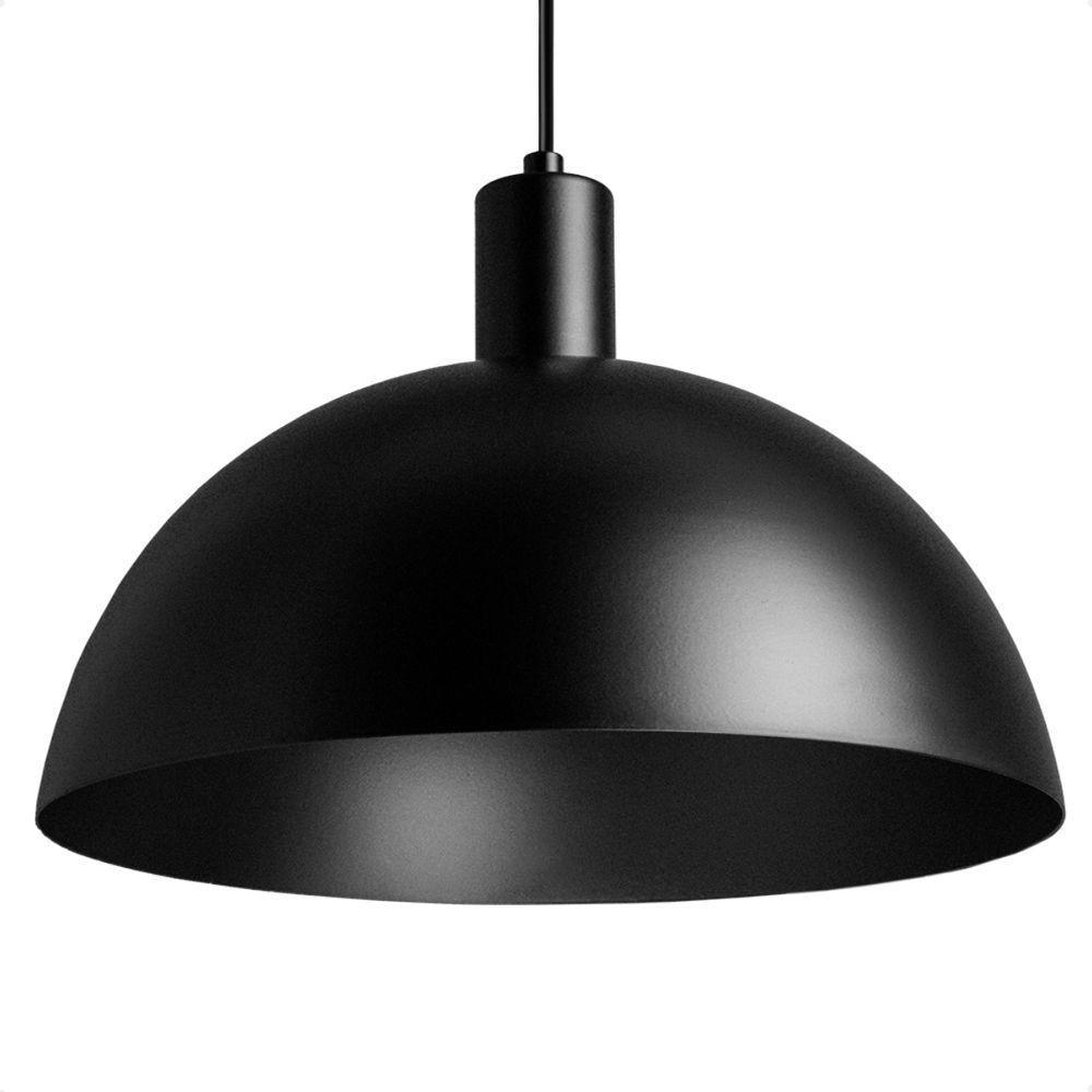 Lustre Pendente Blumenau Bia Meia Lua E27 Bivolt Preto - 5