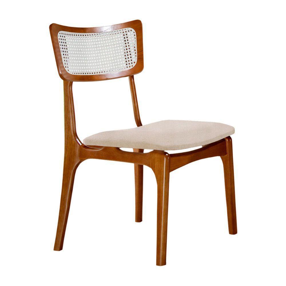 Conjunto 2 Cadeiras De Madeira Viena Linho Palha Imbuia - 1