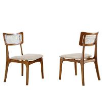 Conjunto 2 Cadeiras De Madeira Viena Linho Palha Imbuia - 2