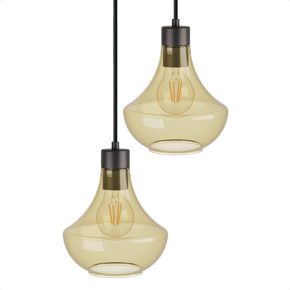 Lustre Pendente Blumenau Verbena Duplo E27 Bivolt âmbar - 1