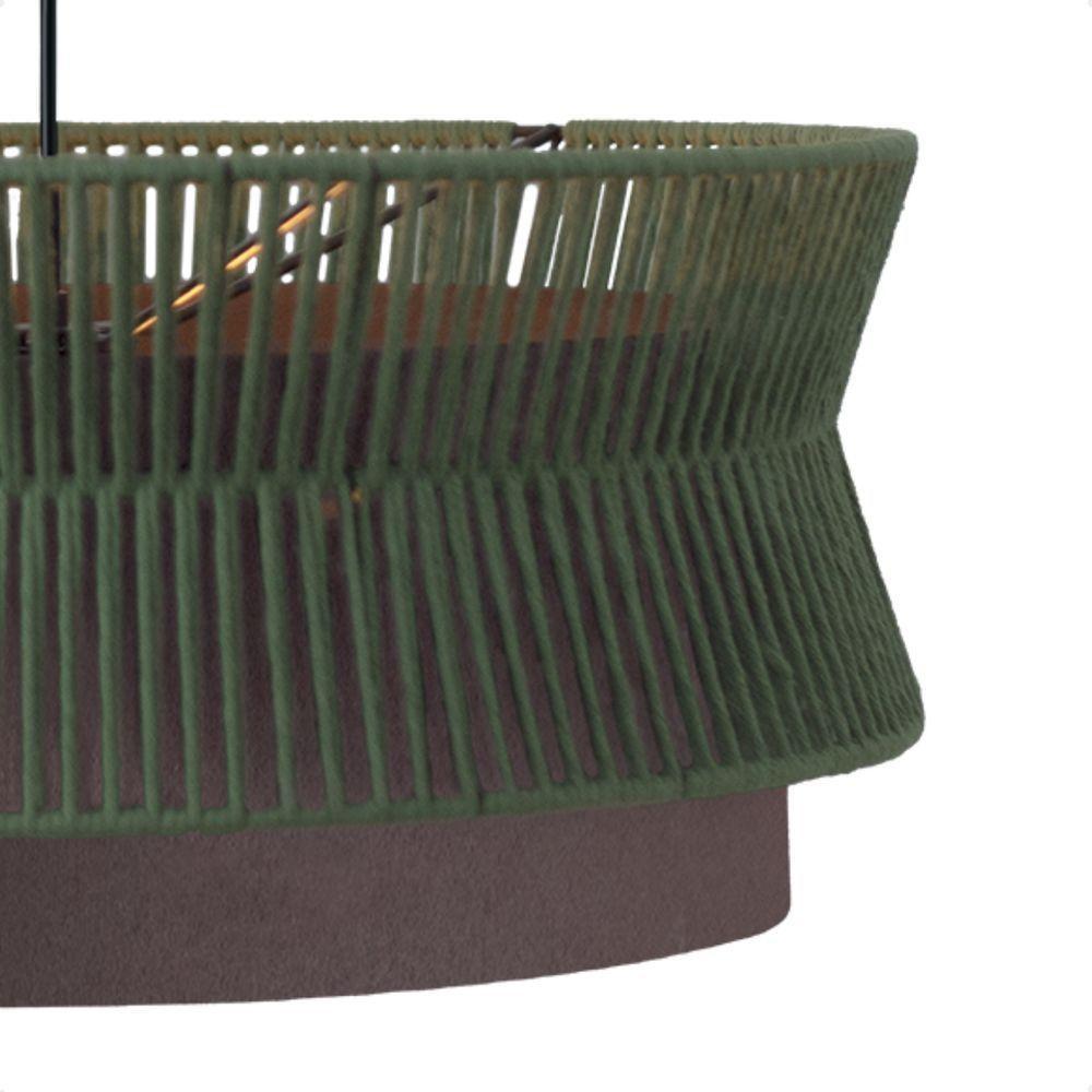 Lustre Pendente Blumenau Gaia Macramê 60cm E27 Bivolt Marrom Gold Com Verde - 6