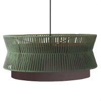 Lustre Pendente Blumenau Gaia Macramê 60cm E27 Bivolt Marrom Gold Com Verde - 1