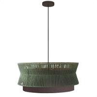 Lustre Pendente Blumenau Gaia Macramê 60cm E27 Bivolt Marrom Gold Com Verde - 5