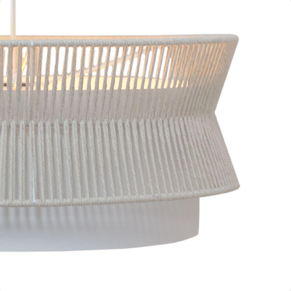 Lustre Pendente Blumenau Gaia Macramê 60cm E27 Bivolt Branco Com Bege - 6