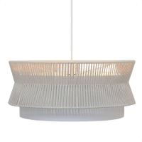 Lustre Pendente Blumenau Gaia Macramê 60cm E27 Bivolt Branco Com Bege - 1