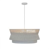 Lustre Pendente Blumenau Gaia Macramê 60cm E27 Bivolt Branco Com Bege