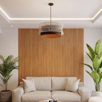 Lustre Pendente Blumenau Gaia Macramê 60cm E27 Bivolt Marrom Gold Com Bege - 2