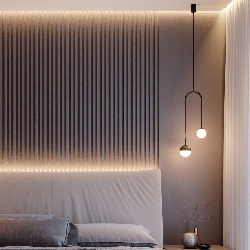 Lustre Pendente Blumenau Macadâmia Duplo G9 Bivolt Preto - 2