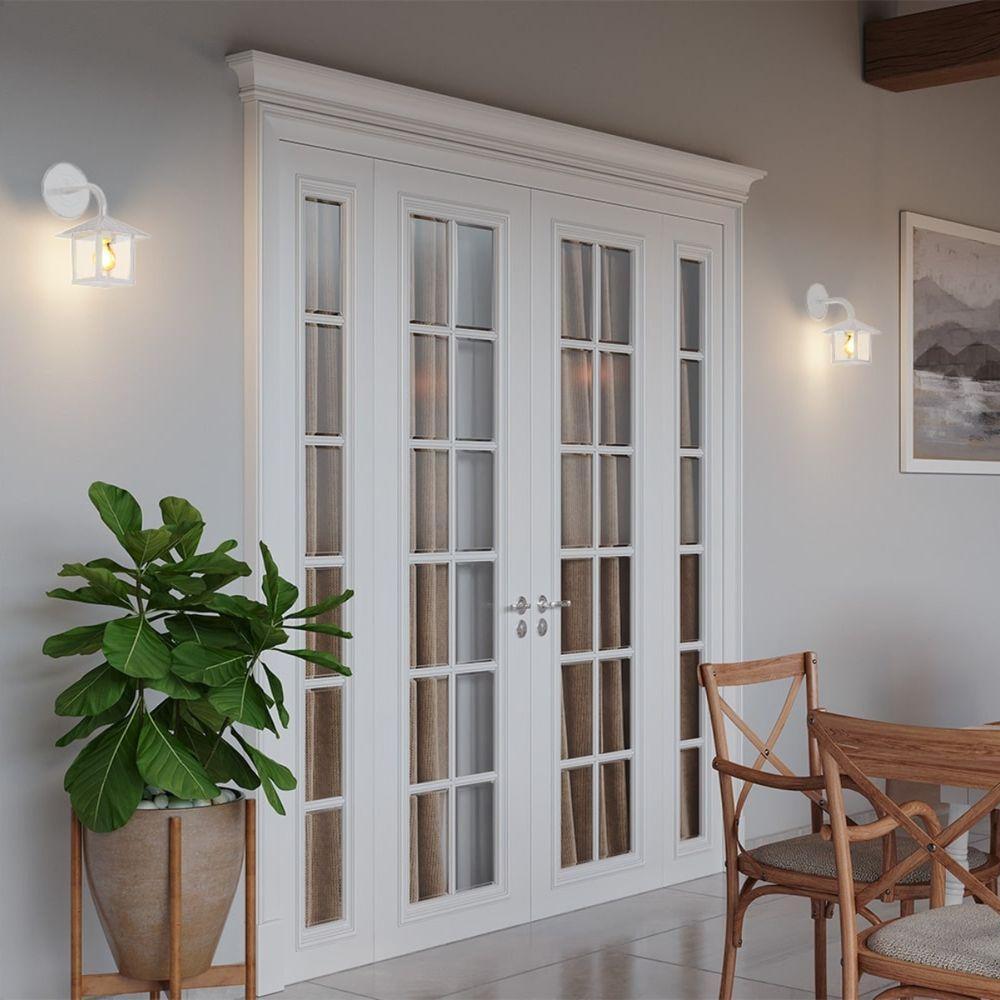 Kit 4 Arandela Colonial Nina Quadrada Vidro Pontilhado E27 Bivolt Branco - 3