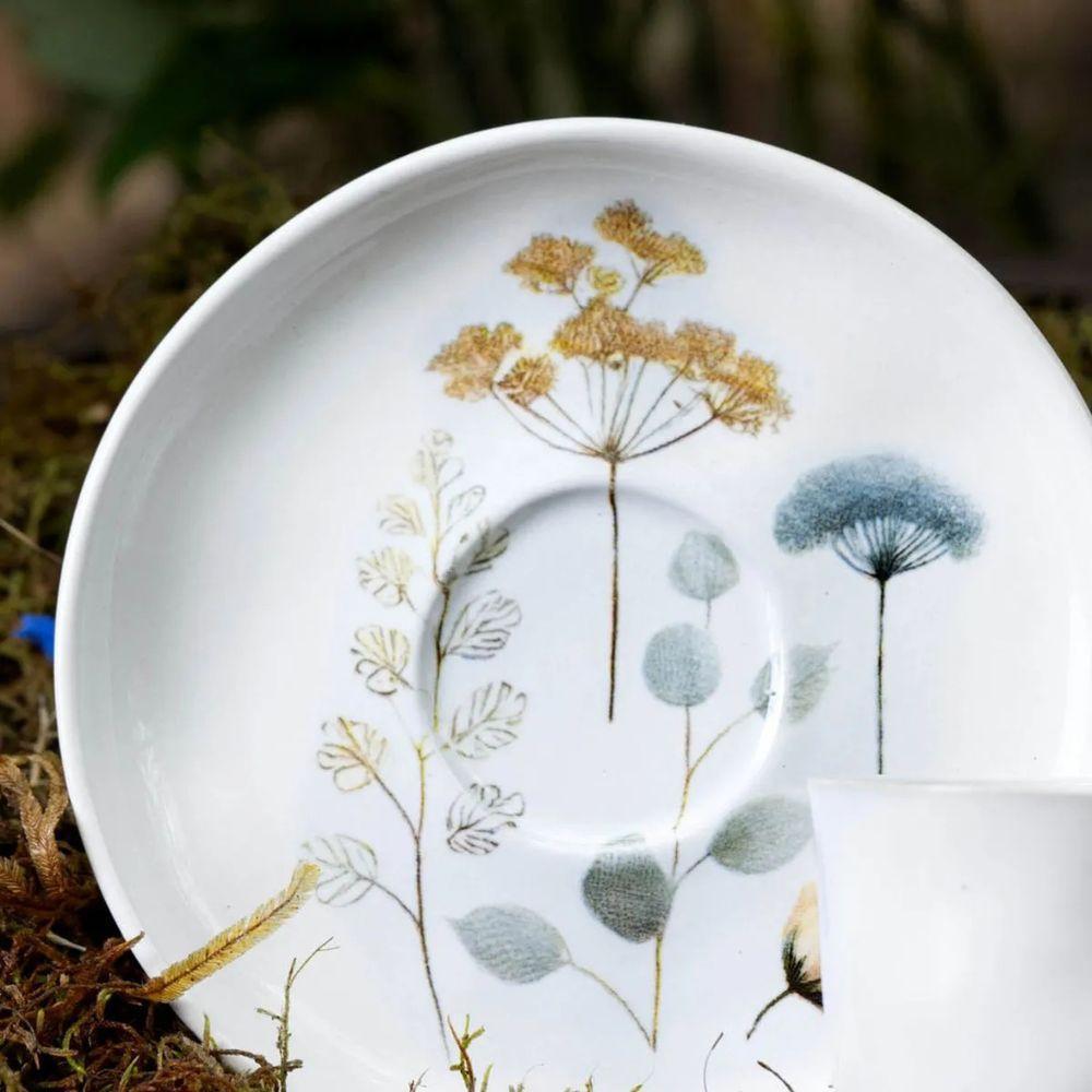 Xícara Para Chá Com Pires Em Cerâmica Bio Bella 170ml Porto Brasil - 7