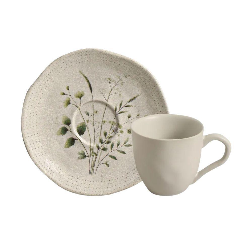 Xícara Para Café Com Pires Em Cerâmica Orgânico Ammi 120ml Porto Brasil - 1