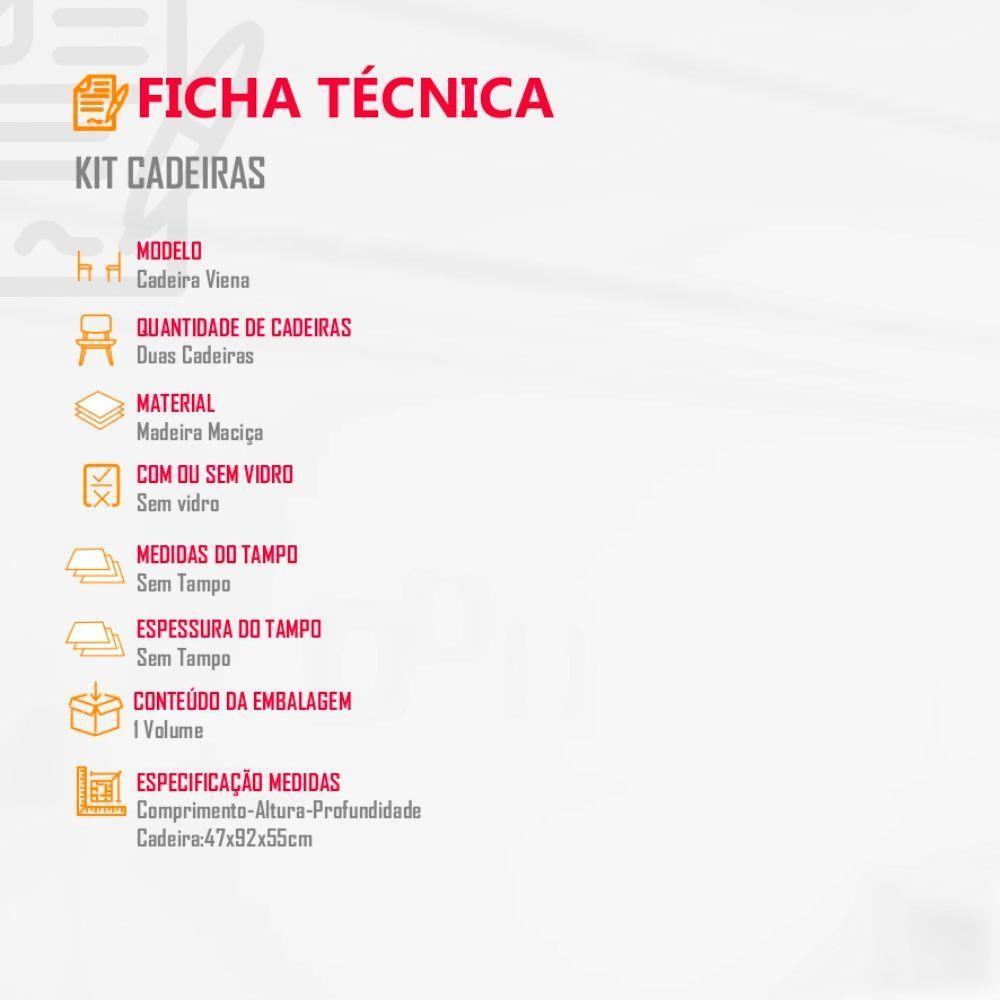 Conjunto 2 Cadeiras De Madeira Viena Linho Off Imbuia - 4