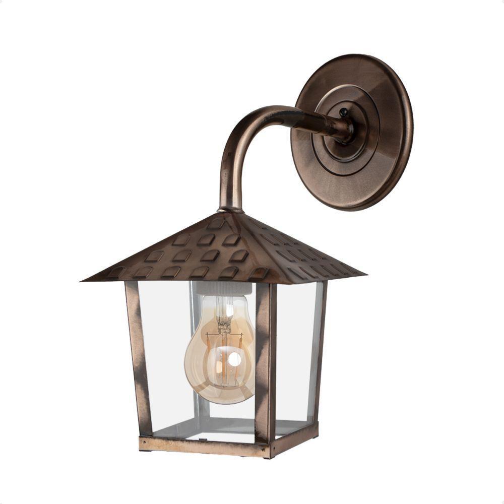 Kit 4 Arandela Colonial Nina Quadrada Vidro Liso E27 Bivolt Cobre - 1