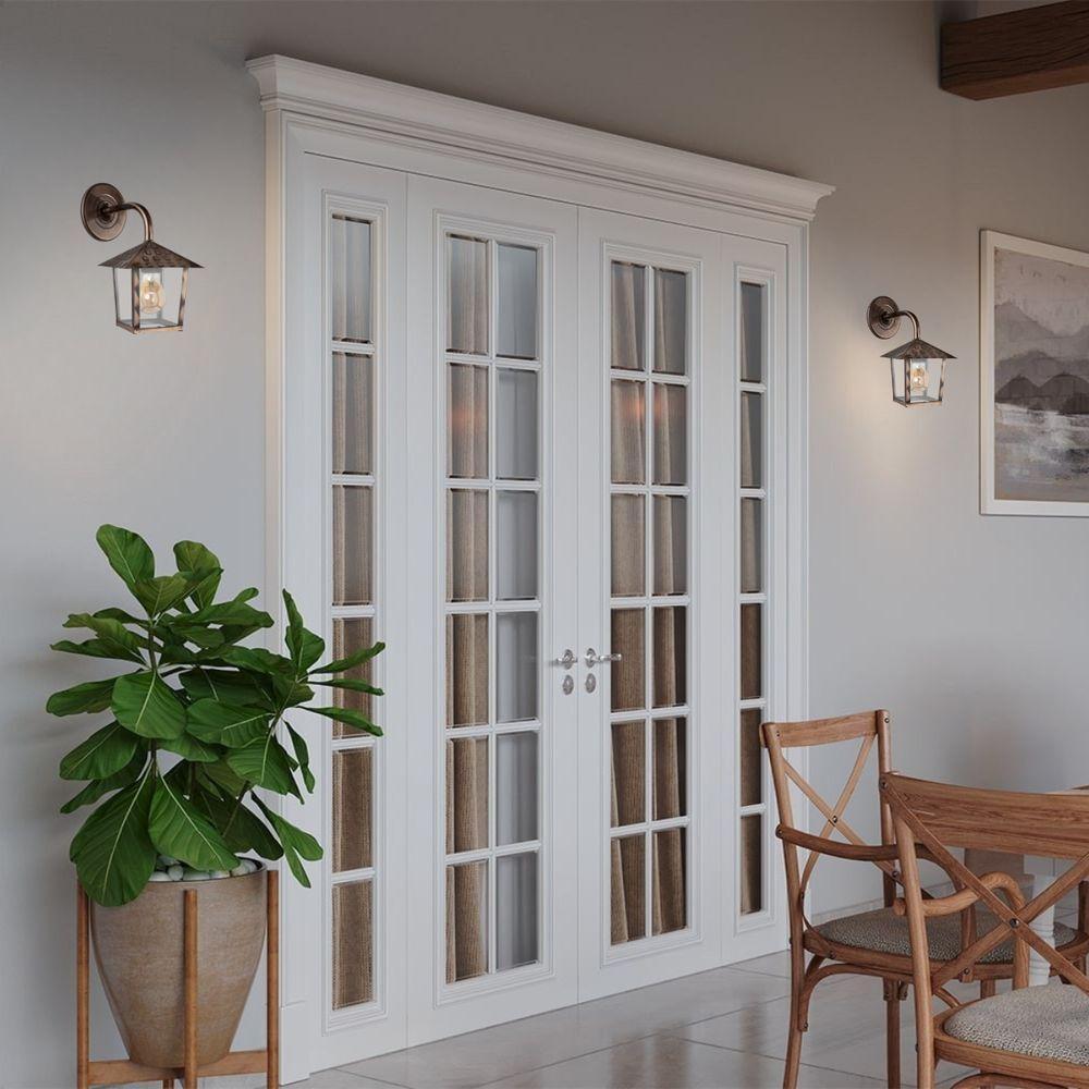 Kit 4 Arandela Colonial Nina Quadrada Vidro Liso E27 Bivolt Cobre - 4