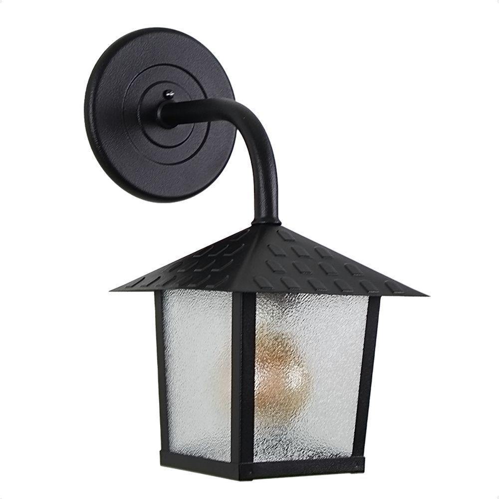 Kit 2 Arandela Colonial Nina Quadrada Vidro Pontilhado E27 Bivolt Preto - 1