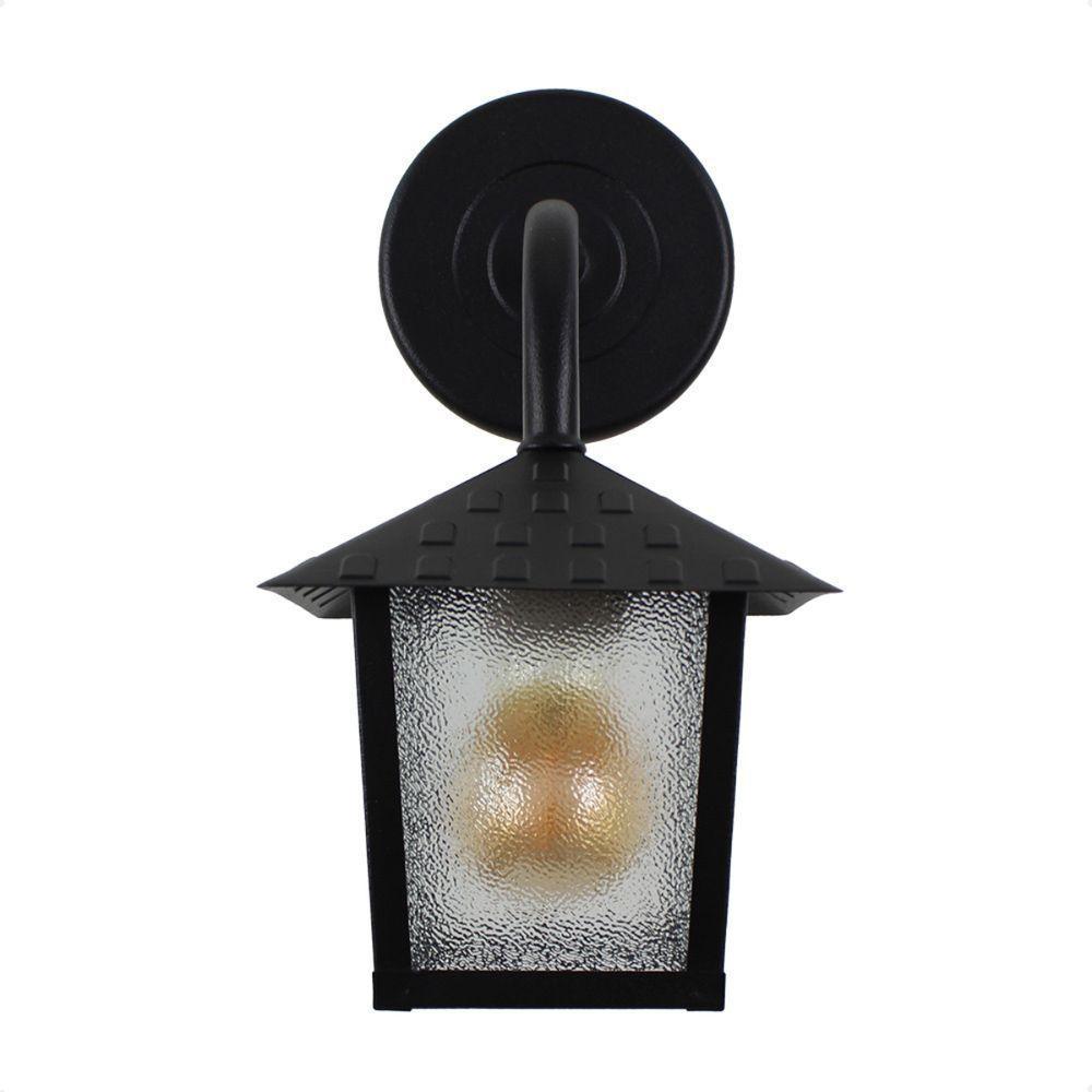 Kit 2 Arandela Colonial Nina Quadrada Vidro Pontilhado E27 Bivolt Preto - 2