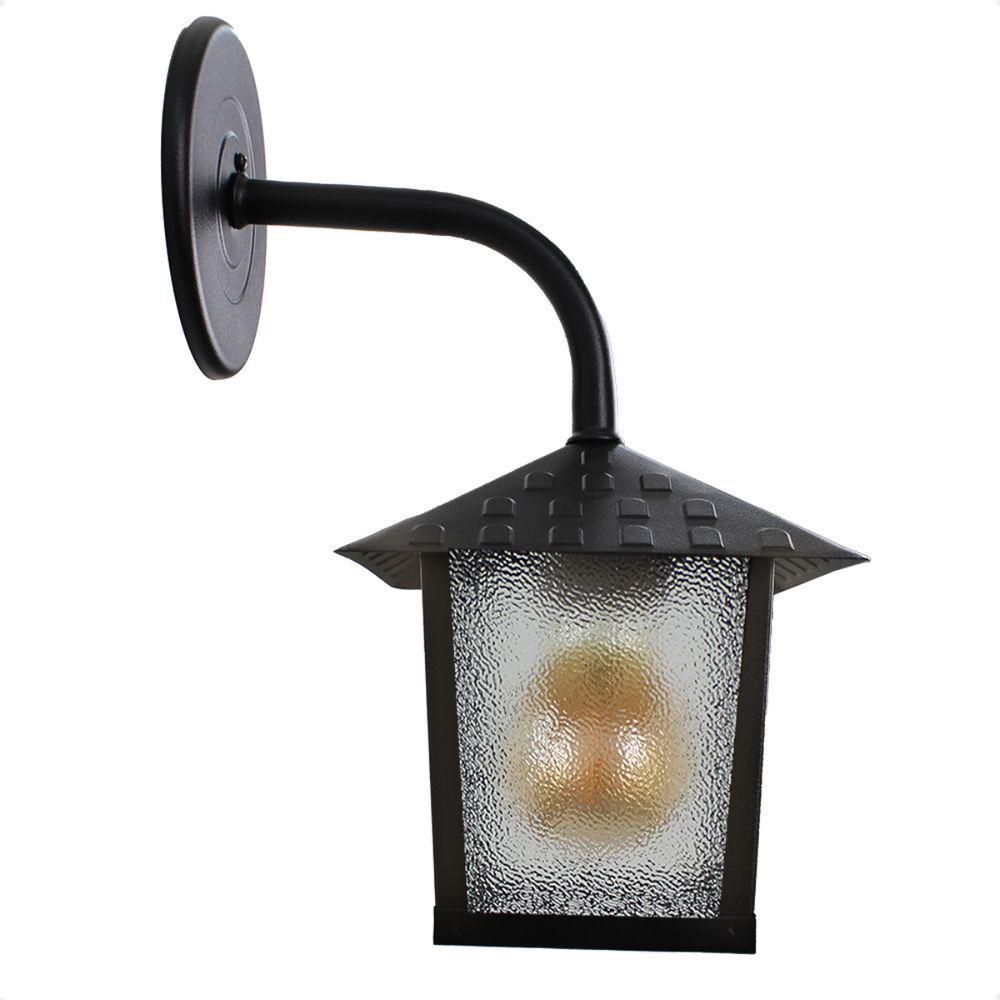 Kit 2 Arandela Colonial Nina Quadrada Vidro Pontilhado E27 Bivolt Preto - 3