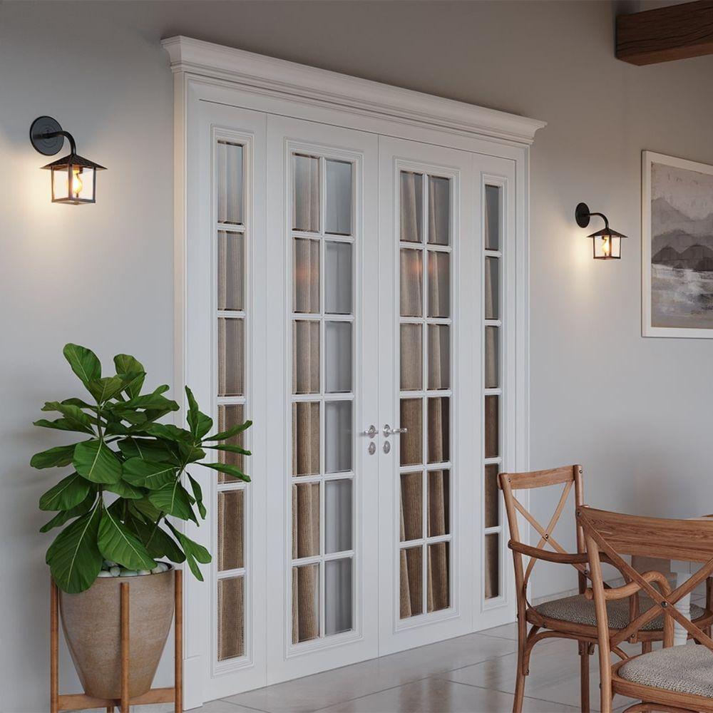 Kit 2 Arandela Colonial Nina Quadrada Vidro Pontilhado E27 Bivolt Preto - 4