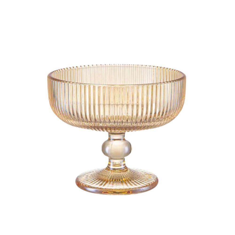 Jogo De Taças Para Sobremesa Em Vidro Graffiato âmbar Com 6 Peças 310ml Haüskraft - 1