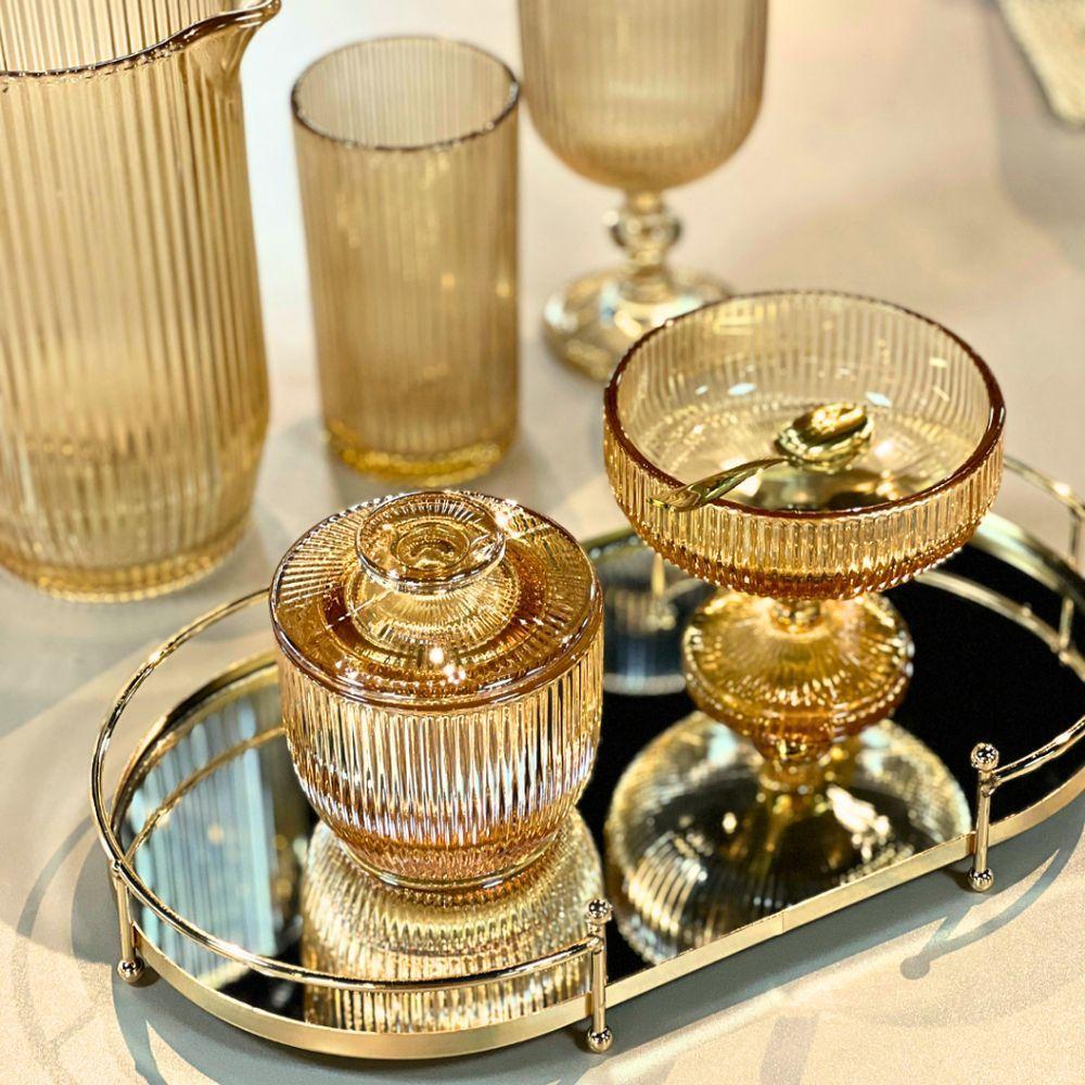 Jogo De Taças Para Sobremesa Em Vidro Graffiato âmbar Com 6 Peças 310ml Haüskraft - 2