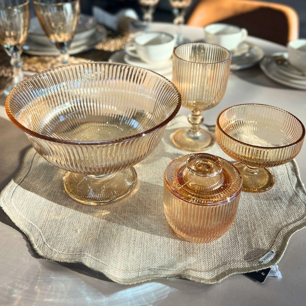 Jogo De Taças Para Sobremesa Em Vidro Graffiato âmbar Com 6 Peças 310ml Haüskraft - 4