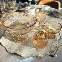 Jogo De Taças Para Sobremesa Em Vidro Graffiato âmbar Com 6 Peças 310ml Haüskraft