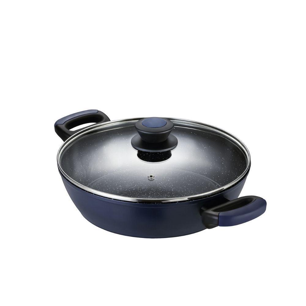 Caçarola Rasa Em Alumínio Com Revestimento Cerâmico Antiaderente Indução Everyday 4,2l Oxford Azul - 1