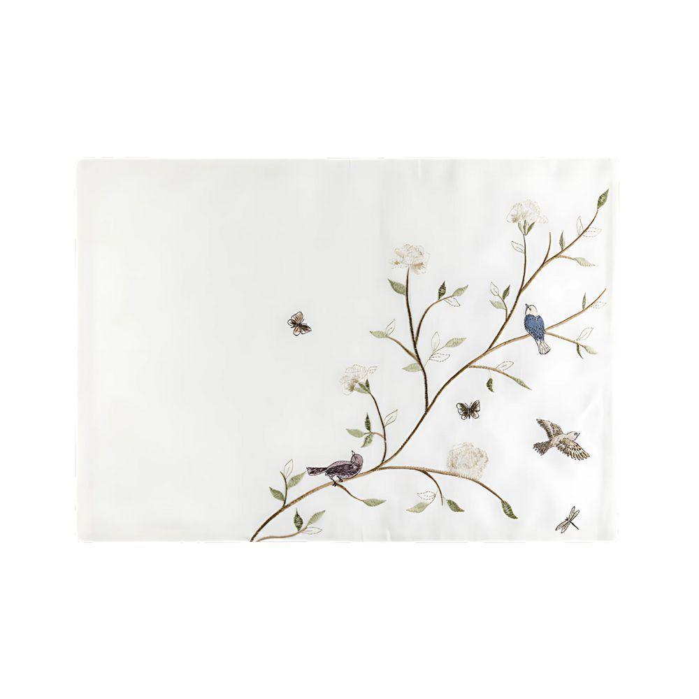 Lugar Americano Retangular Em Tecido Poliéster Ricamo Alba Branco 50x35cm Auguri Casa - 1