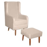 Poltrona Amamentação Aquila Com Puff Veludo Off Pés Palito - Fratello - 1