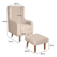 Poltrona Amamentação Aquila Com Puff Veludo Off Pés Palito - Fratello - 3