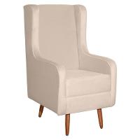 Poltrona Amamentação Aquila Com Puff Veludo Off Pés Palito - Fratello