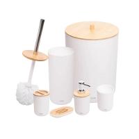 Conjunto Para Banheiro Em Abs E Bambu Branco Com 6 Peças Lyor - 1