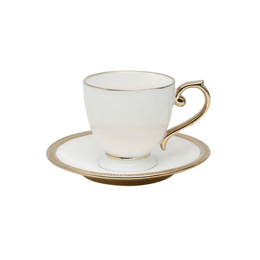 Conjunto De Xícaras Para Chá Com Pires Em Porcelana Paddy Com 12 Peças 200ml Wolff - 1