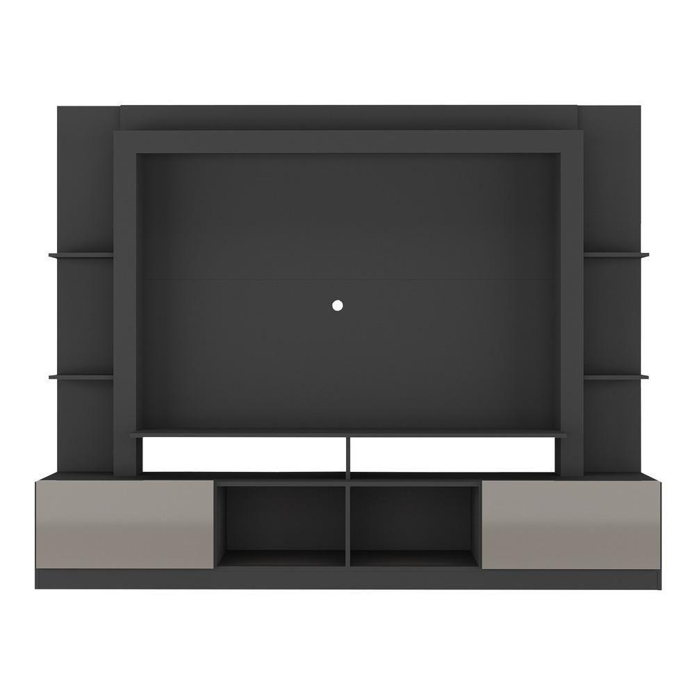 Rack Estante Com Painel Tv 65" E 2 Portas Catar Multimóveis Br3395 Preto/lacca Fumê - 2