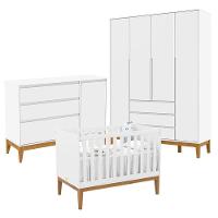 Quarto De Bebê Nature Clean 4 Portas Com Berço Unique Branco Soft Eco Wood – Matic - 1