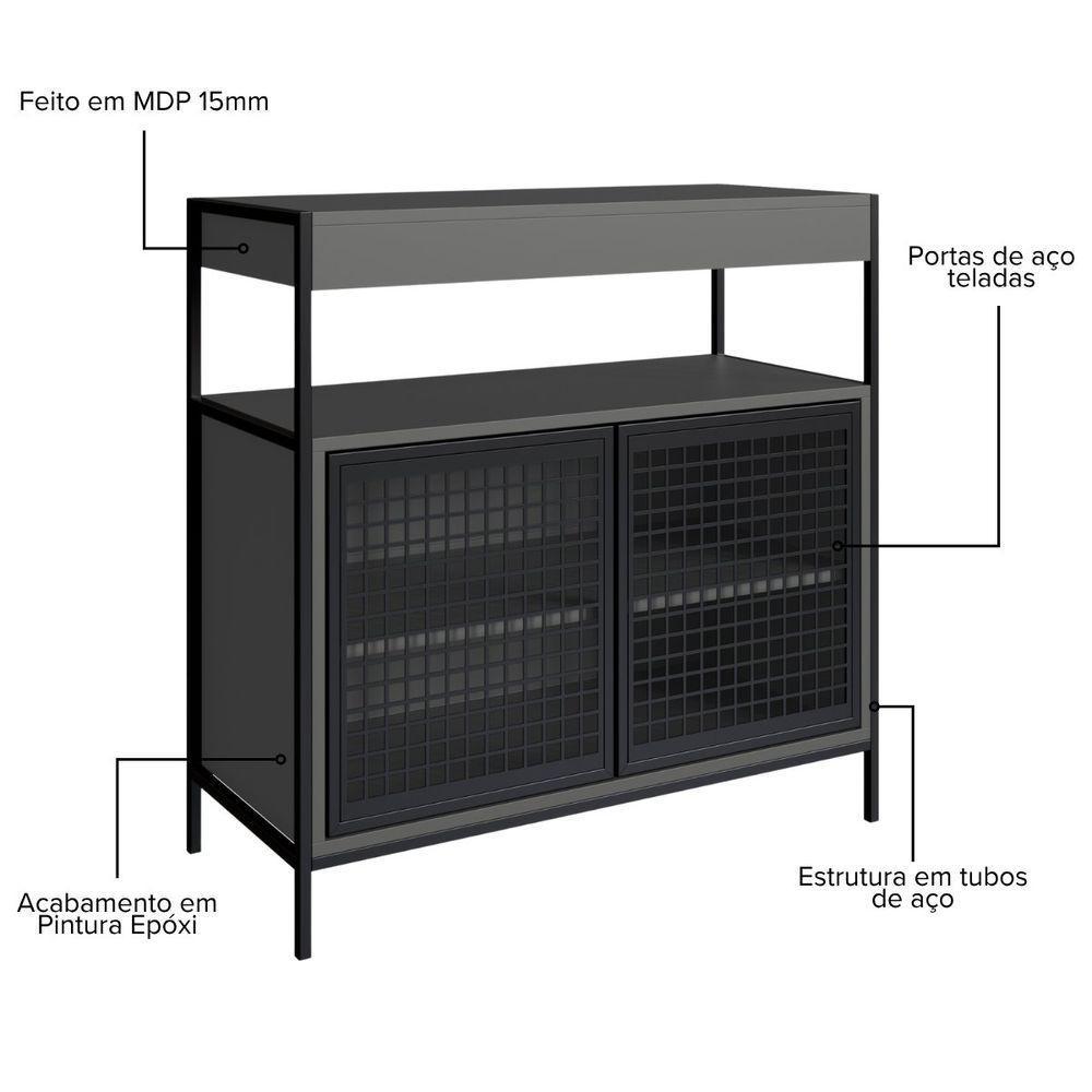 Ármario Gabinete Para Banheiro Industrial Com Portas De Metal Sem Cuba Grafite - 3
