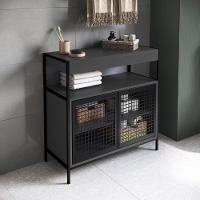 Ármario Gabinete Para Banheiro Industrial Com Portas De Metal Sem Cuba Grafite - 1