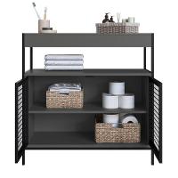 Ármario Gabinete Para Banheiro Industrial Com Portas De Metal Sem Cuba Grafite