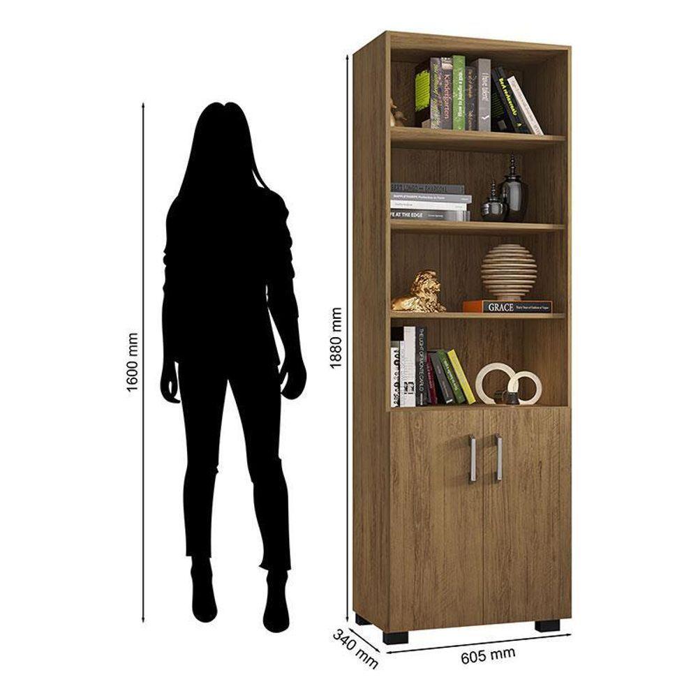 Mesa Para Computador Gávea E Livreiro Office Com Portas Pequenas Freijó - Móveis Leão - 5