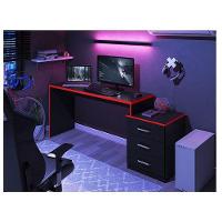 Mesa Para Computador Gamer Drx 5000 Preto Trama Vermelho - Móveis Leão - 5
