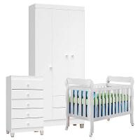 Quarto De Bebê 3 Portas Com Gaveteiro Ternura Baby E Berço Lila Branco Brilho - Incorplac - 1