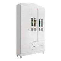 Quarto De Bebê 3 Portas Com Gaveteiro Ariel E Berço Mirelle Branco Brilho - Carolina - 2