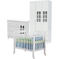 Quarto De Bebê Mariah 3p Com Berço Lila Branco Brilho - Carolina - 1