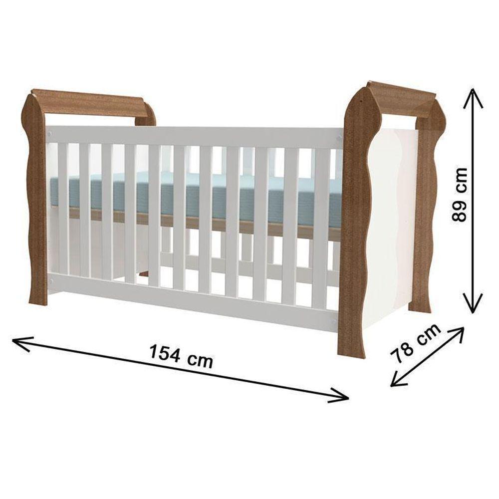 Quarto De Bebê Mariah 3 Portas Com Berço Lara Branco Acetinado Amadeirado - Carolina - 3