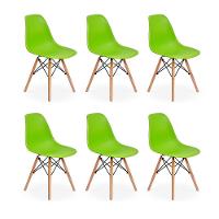 Conjunto 6 Cadeiras Charles Eames Eiffel Wood Base Madeira Verde - 1