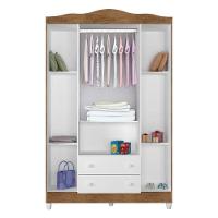 Quarto De Bebê Ariel 4 Portas Com Berço Mirelle Branco Acetinado Amadeirado – Carolina - 3