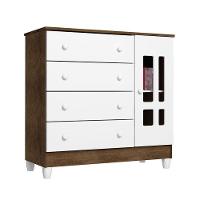Quarto De Bebê Ariel 4 Portas Com Berço Mirelle Branco Acetinado Amadeirado – Carolina