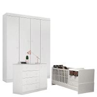 Quarto De Bebê Helena Com Berço Multifuncional Selena Branco Brilho – Phoenix - 1